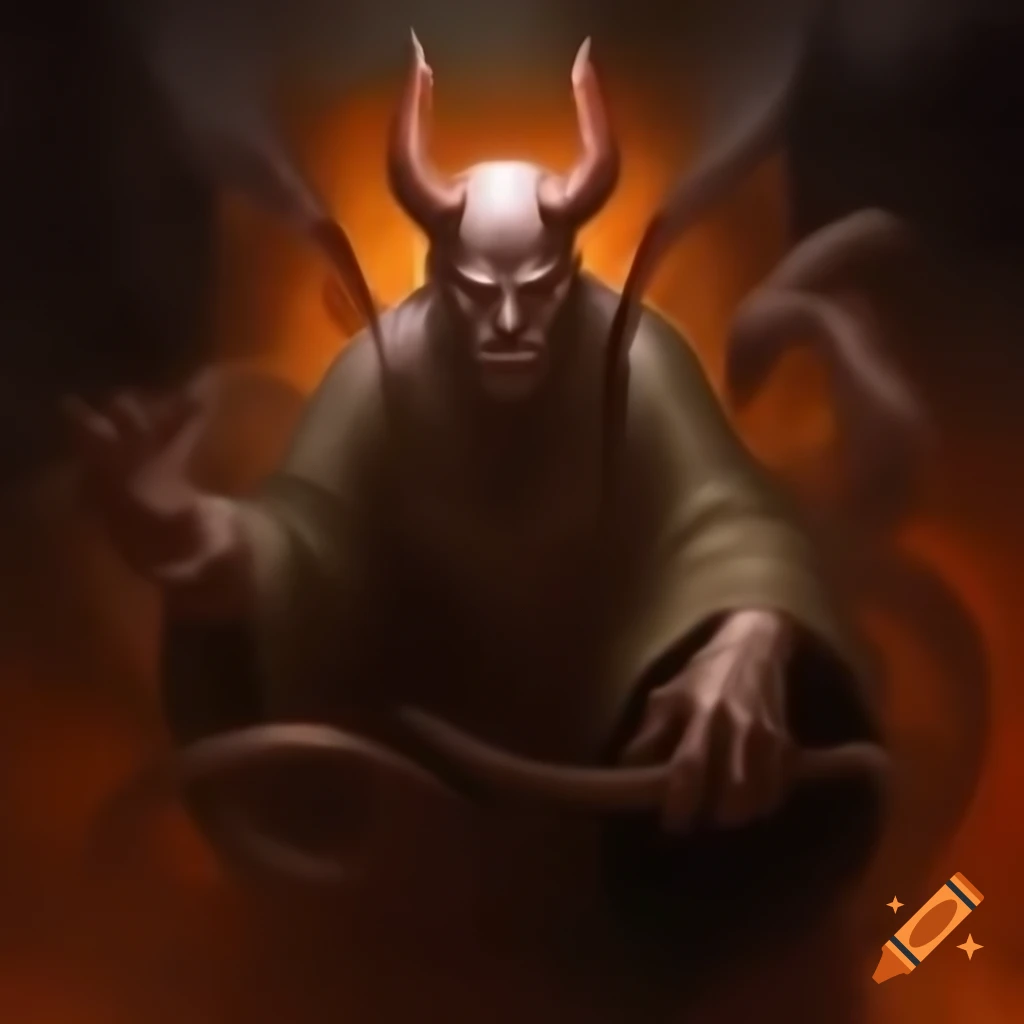 Ancient painting depicting a devil figure