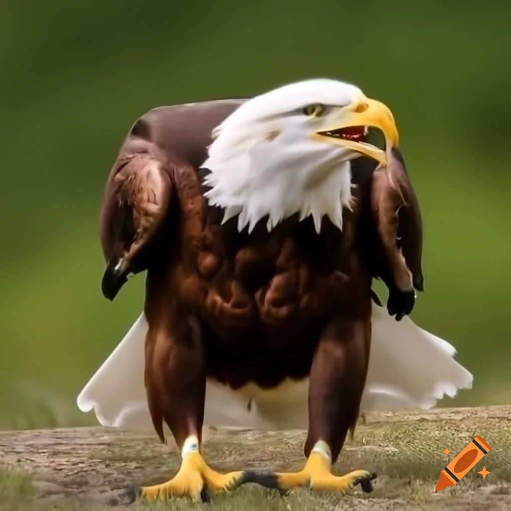 Bald eagle walking in natural habitat