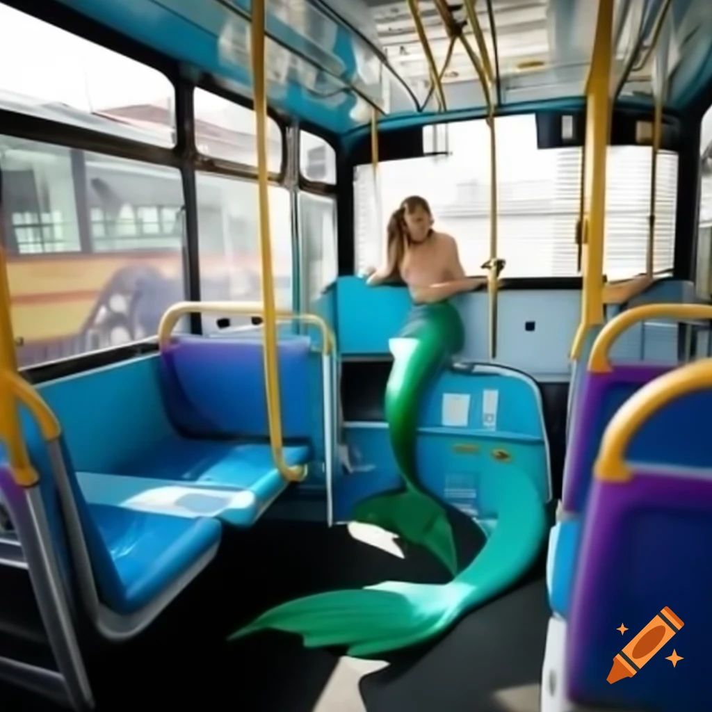 Mermaid operating a trolleybus