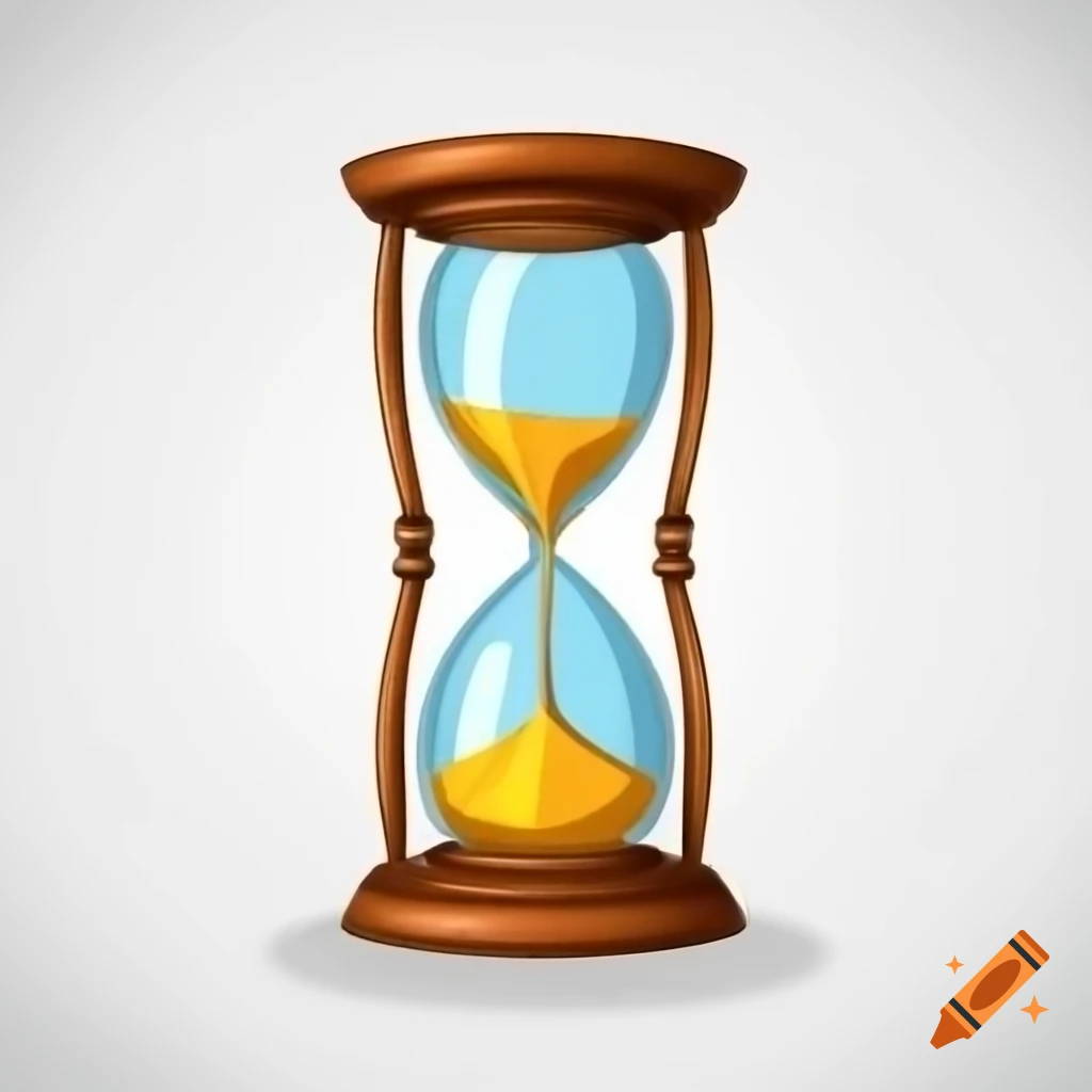 Broken hourglass on white background