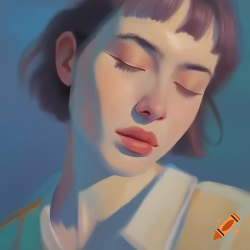 Minimalist pastel-toned painting emphasizing portraits with soft shadows