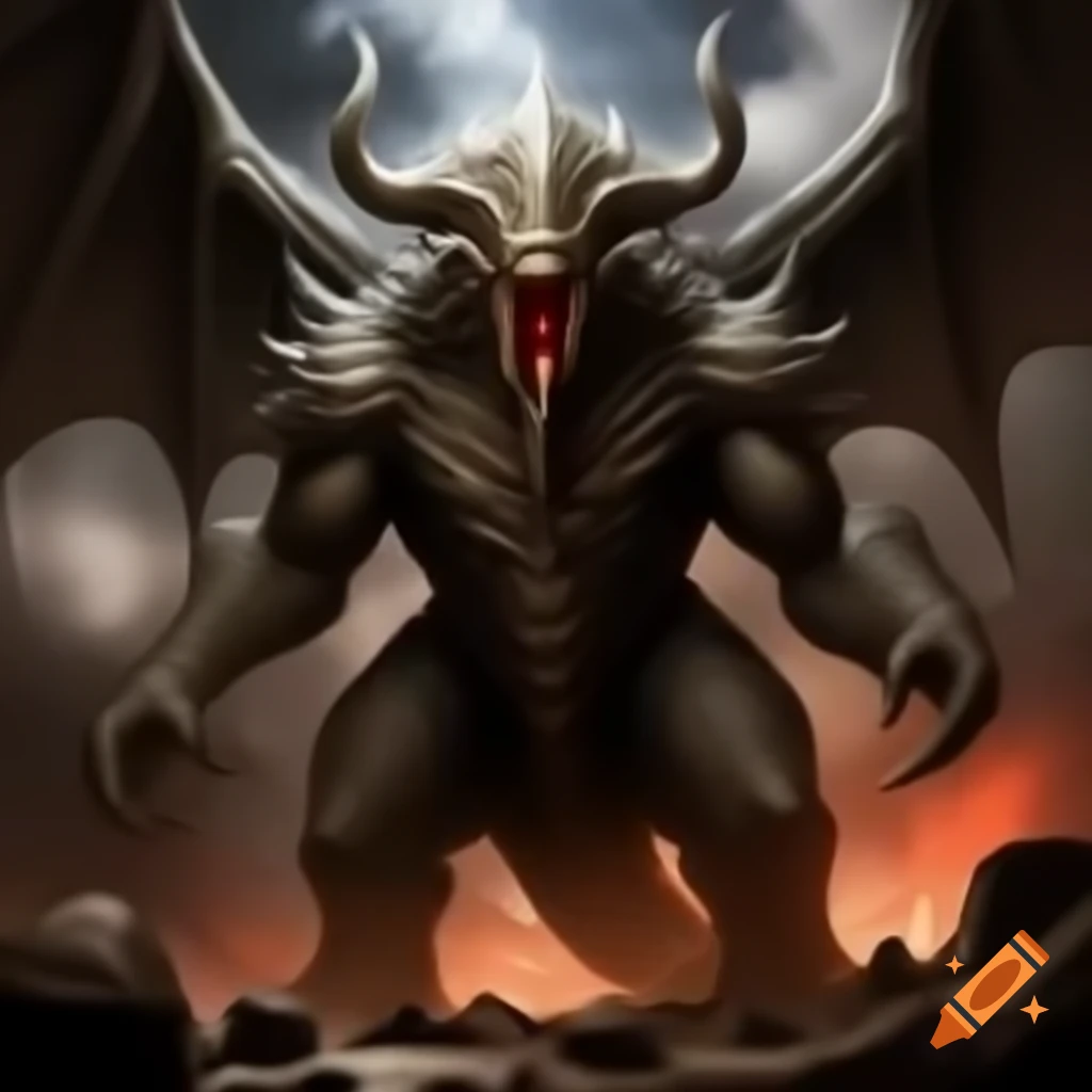 High quality art of Neo-Spacian Mud Behemoth from Yu-Gi-Oh!, horned mythical beast