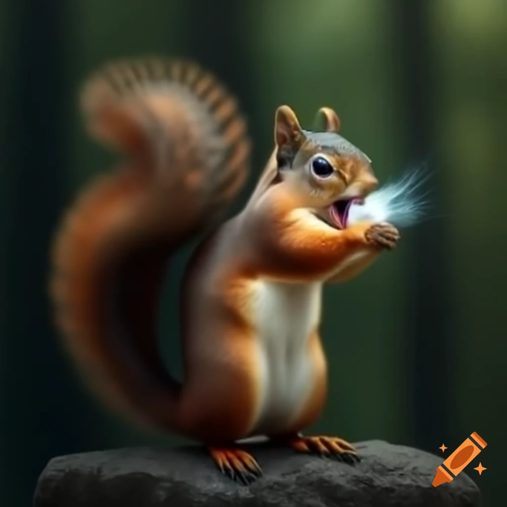 Squirrel performing an exorcism on a ghost