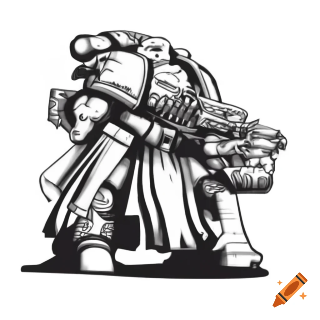 Black and white Warhammer sketch