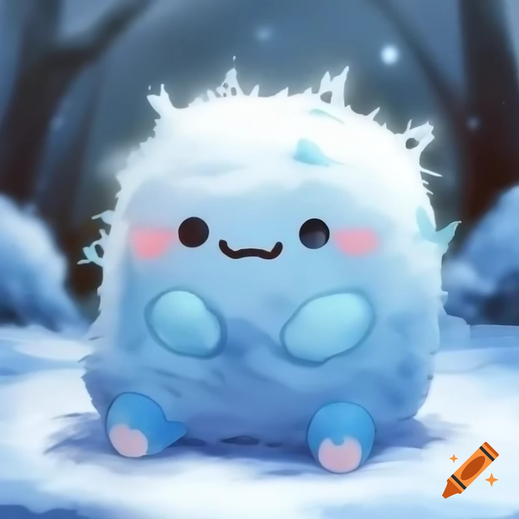 Small squishy creature resembling a living marshmallow with snow-like fur