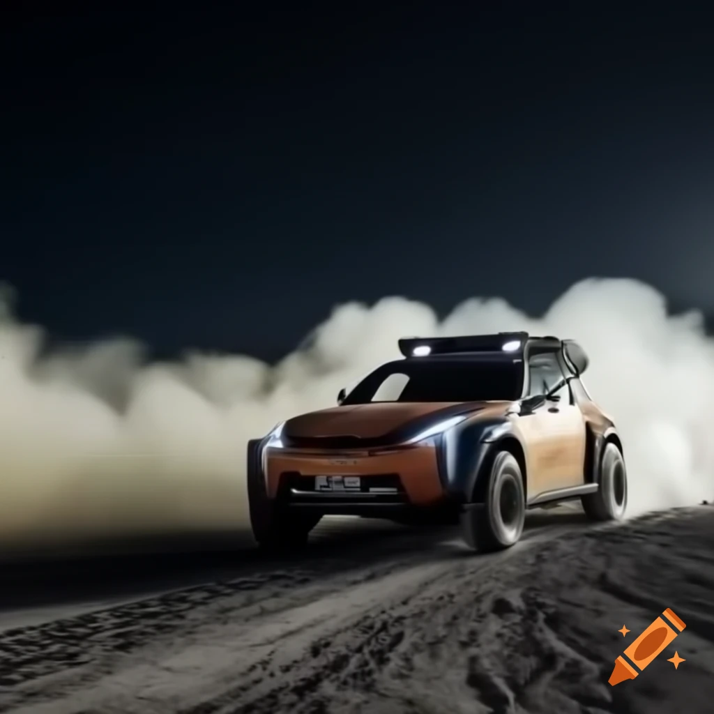 Lunar rover and all-terrain vehicle hybrid drifting at night