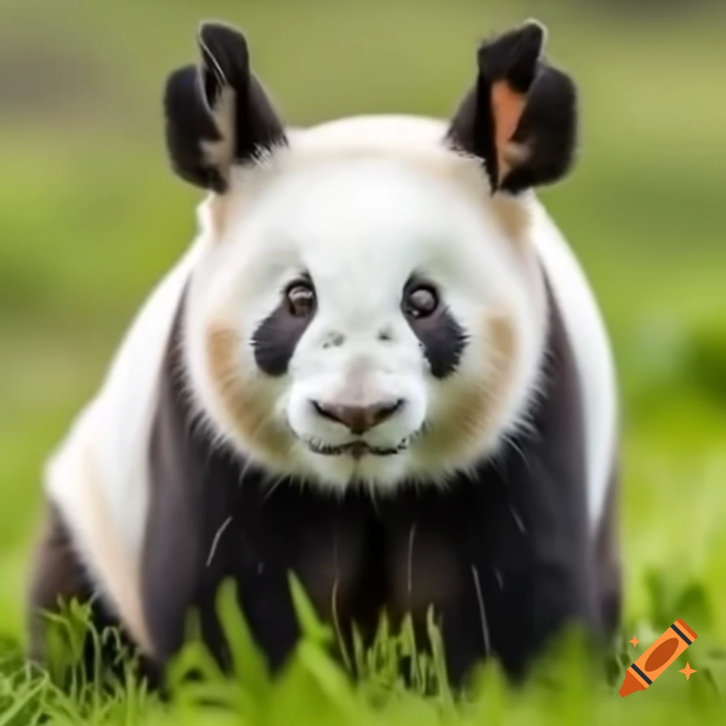Hybrid design of a panda combined with bunny features