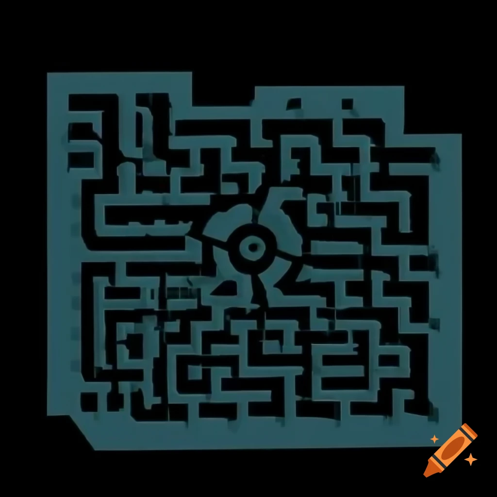 Detailed 2D map of a huge underground labyrinth in hospital basement