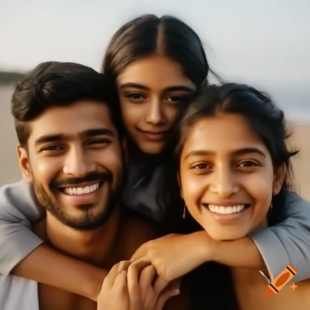 Indian family enjoying vacation in England, joyful expression