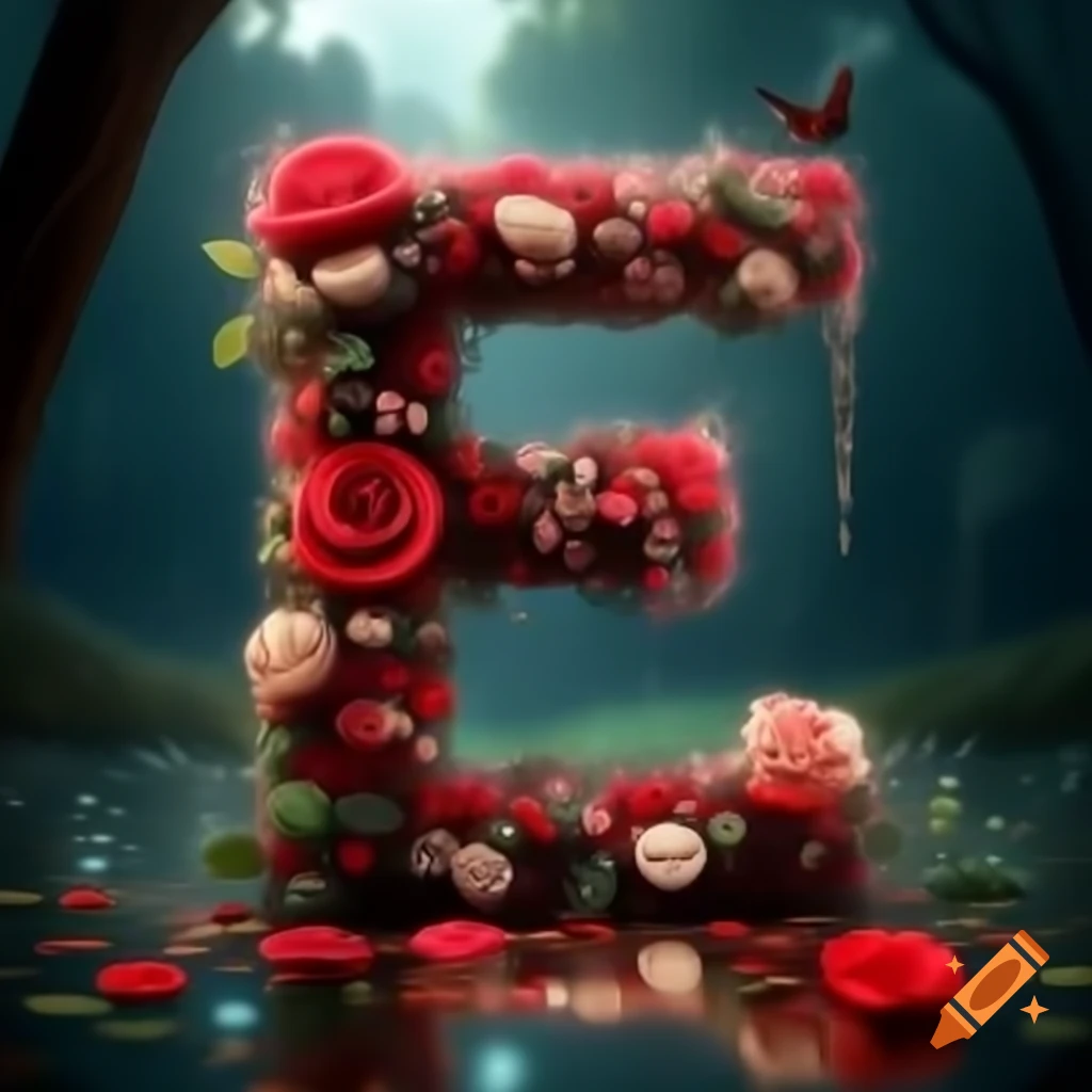 3D wooden letter "E" adorned with vibrant fox in forest setting