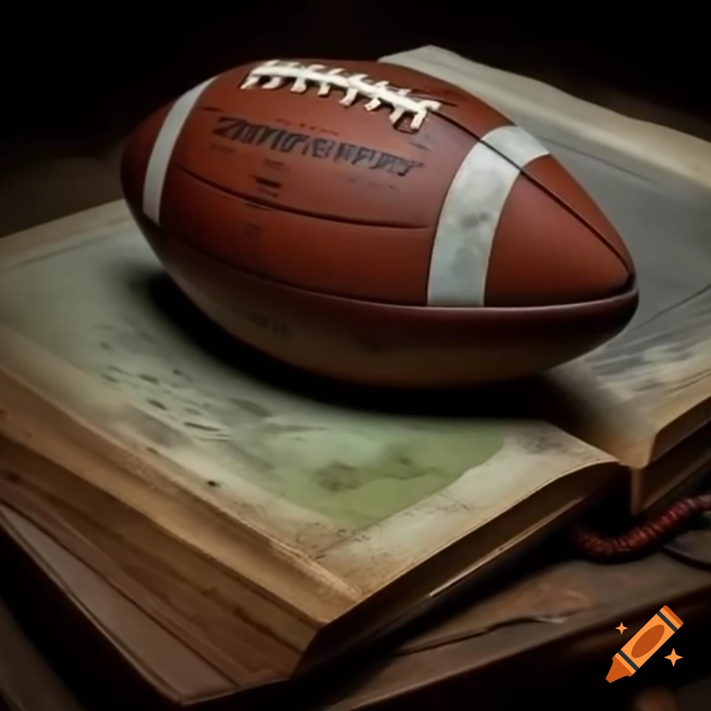 Weathered old book detailing a football player's career