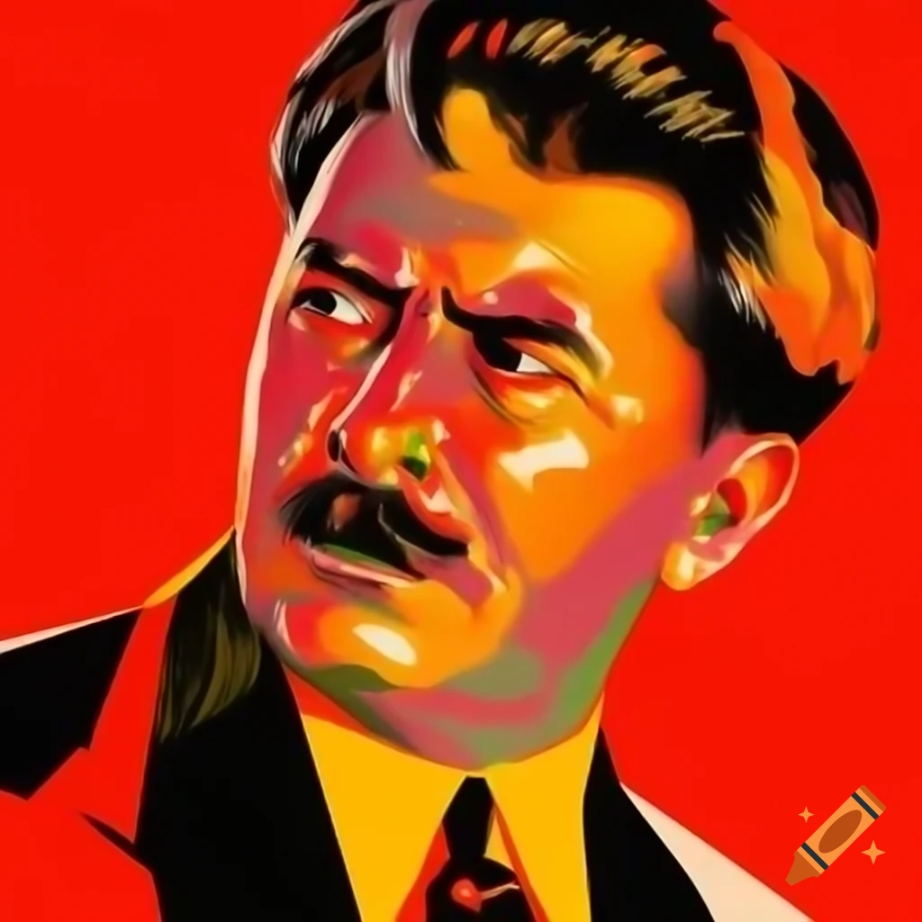 Soviet-style propaganda poster featuring architect drawing, bold colors