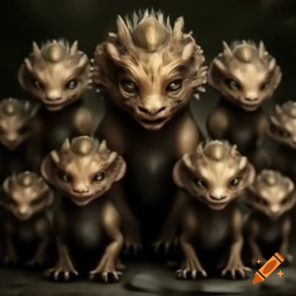 Group of grotesque chimeras made of small critters