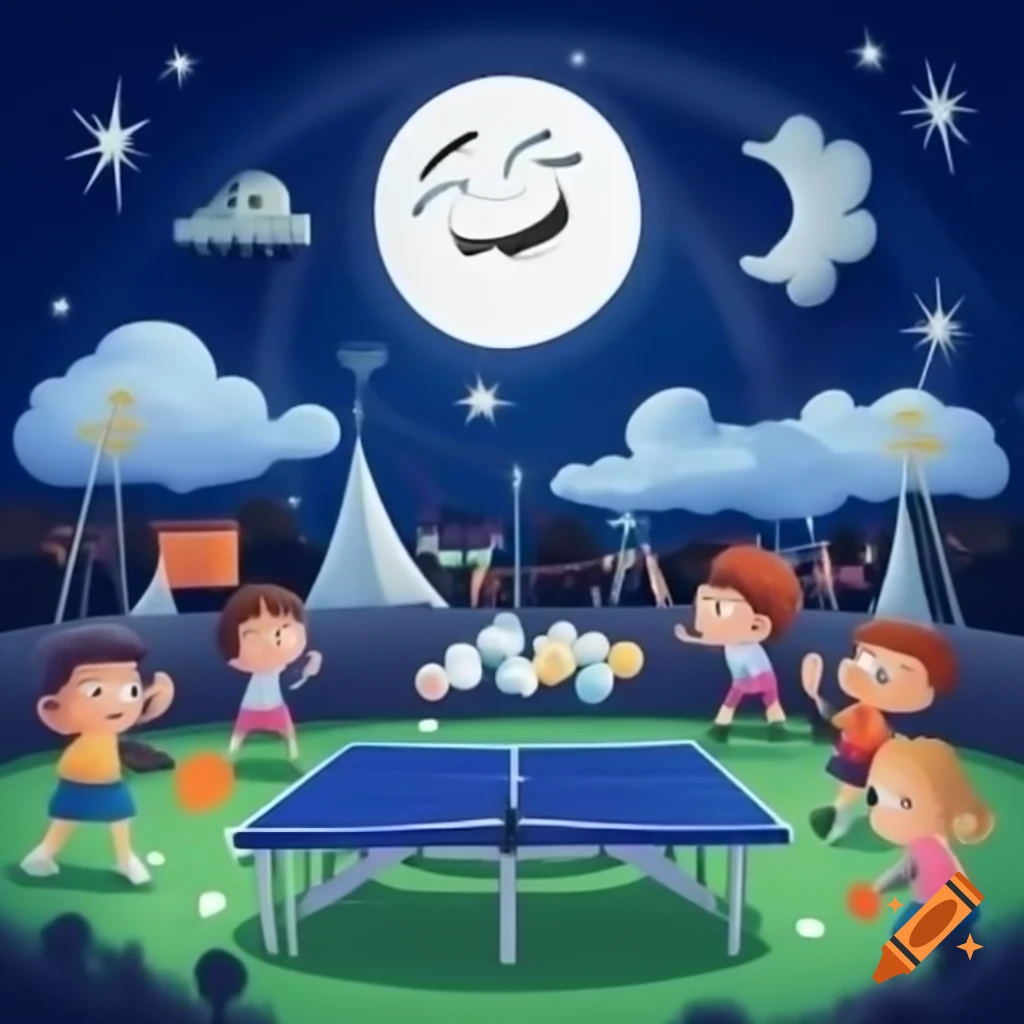 Celebration of moon festival with people playing table tennis
