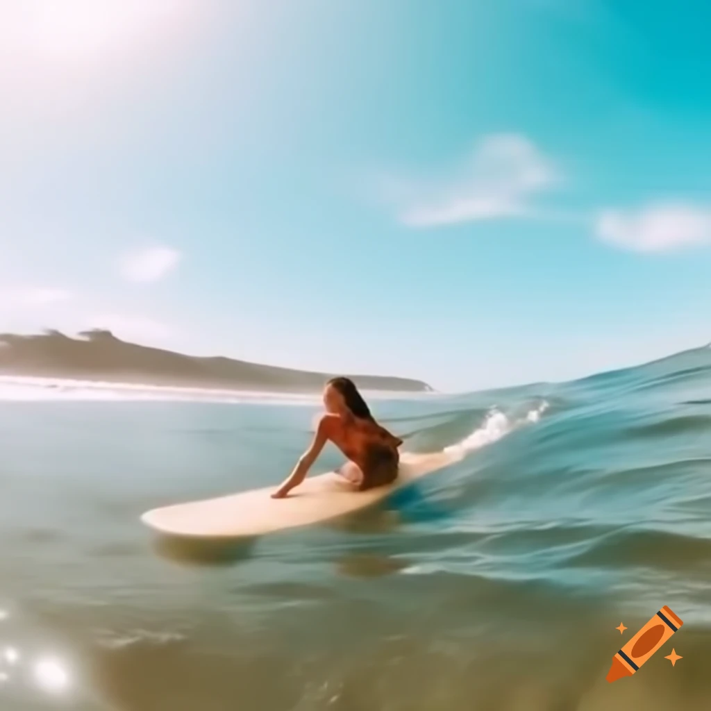 Aerial view of surfers in the ocean