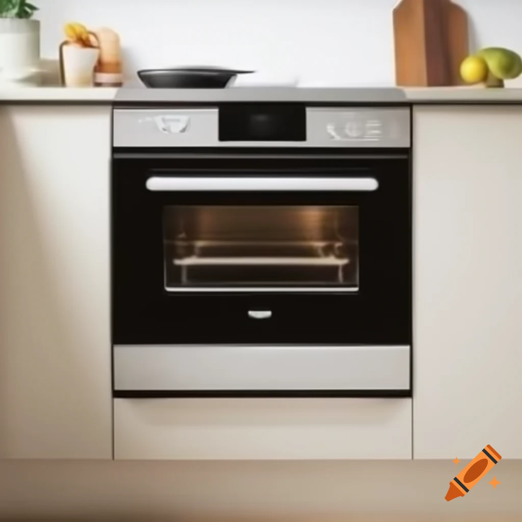 Realistic kitchen scene with oven illuminated by natural light