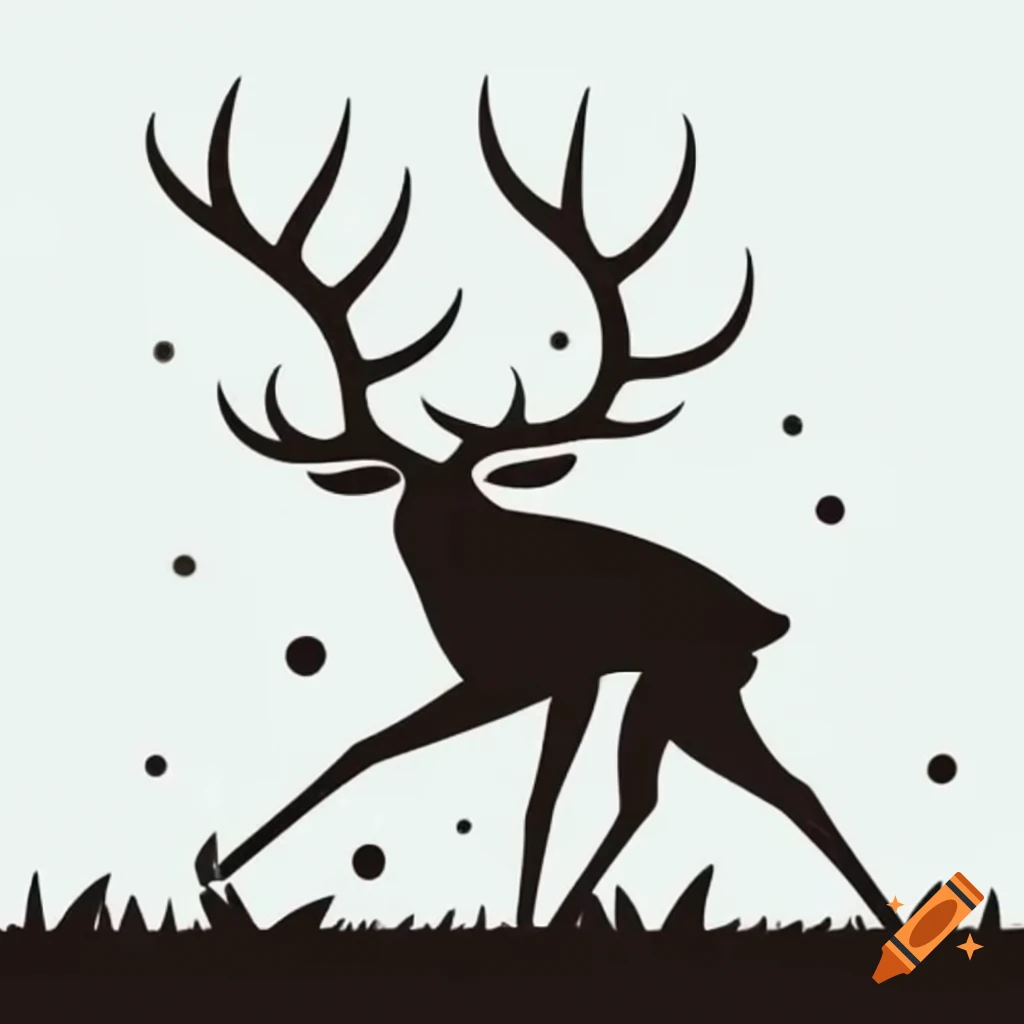 Abstract silhouette design of a distorted deer