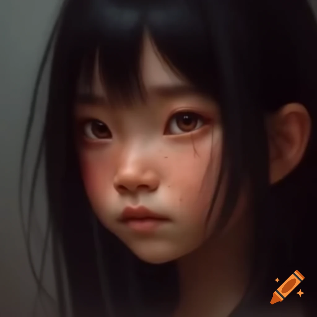 Asian Girl With Glasses And Long Dark Brown Hair Looking Beautiful And 