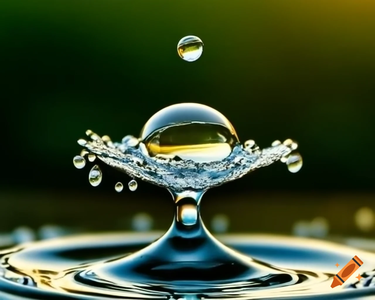 Dew droplet on spider silk reflecting butterfly wings