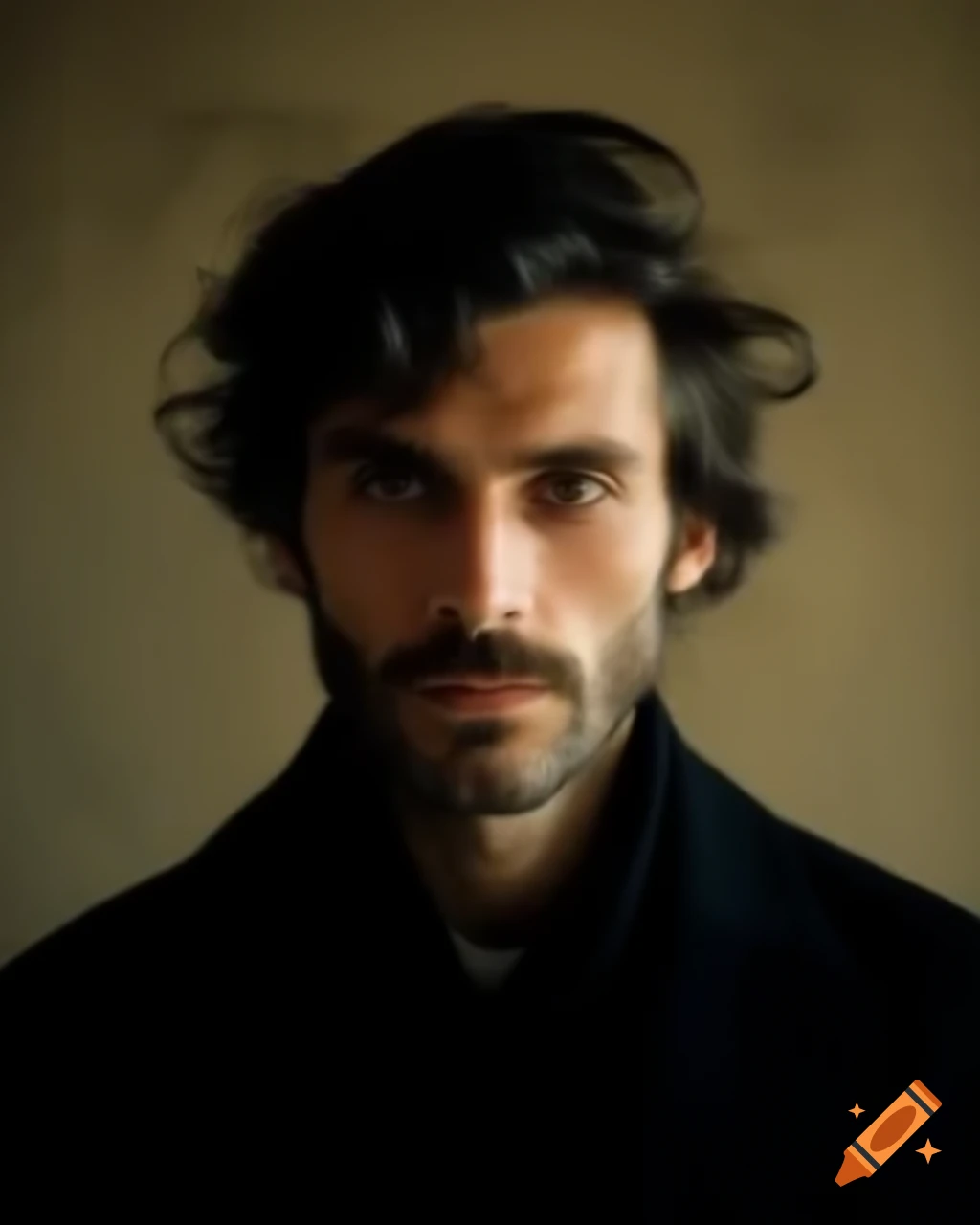 Portrait of a handsome man with vintage textured tapestry background
