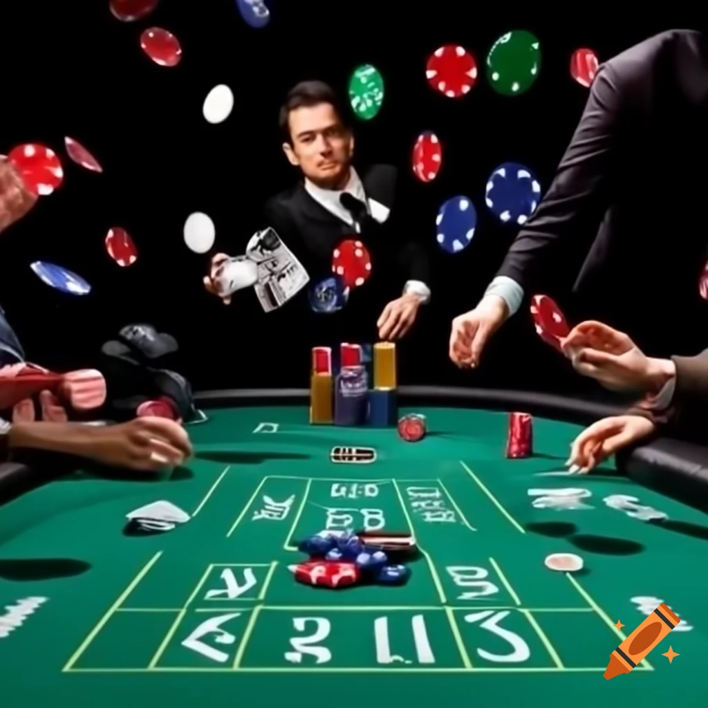 Casino chips being thrown onto a gaming table