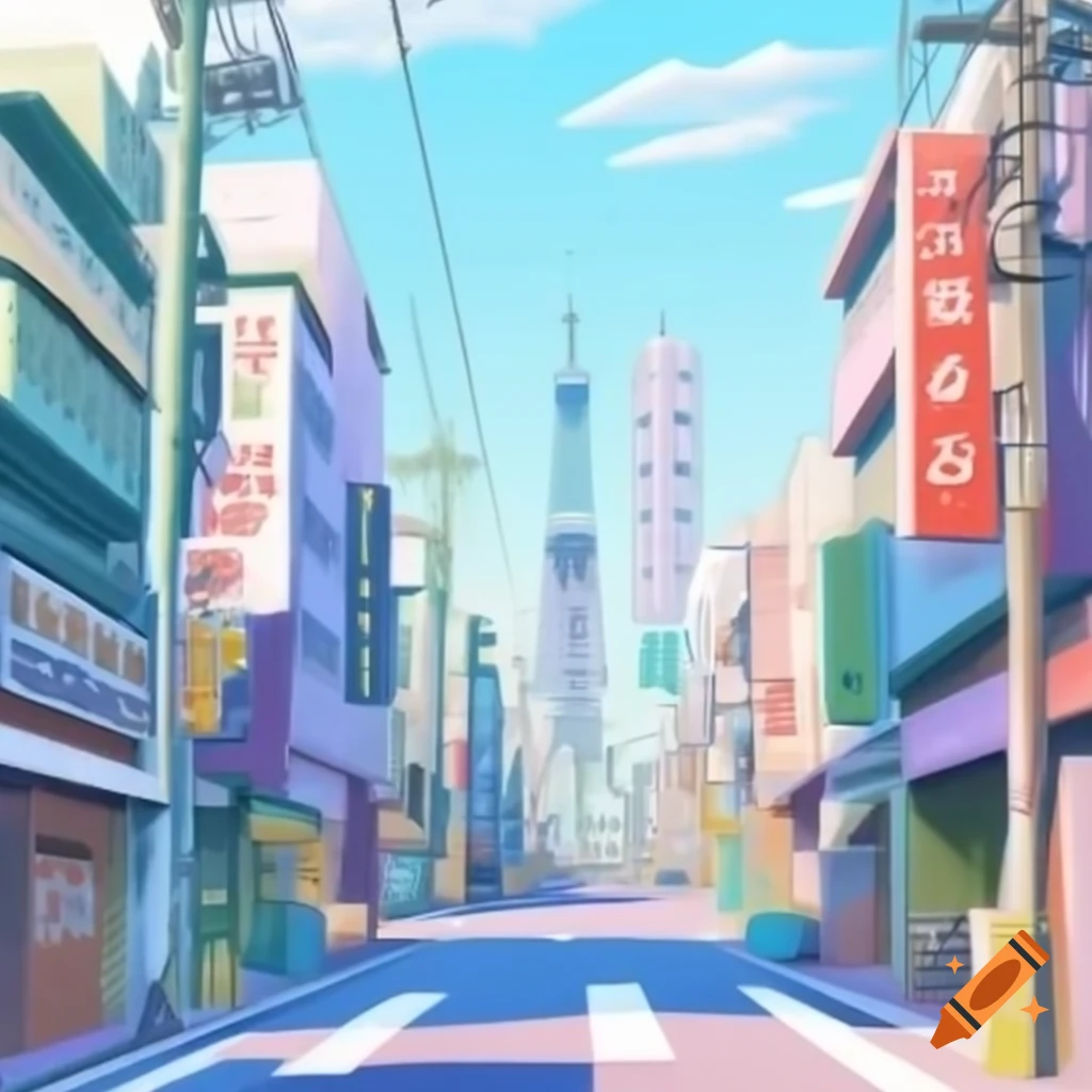 Tokyo cityscape in pastel colors during daytime