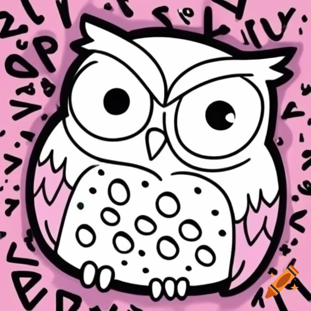 Cute evil owl in graffiti style with black outlines