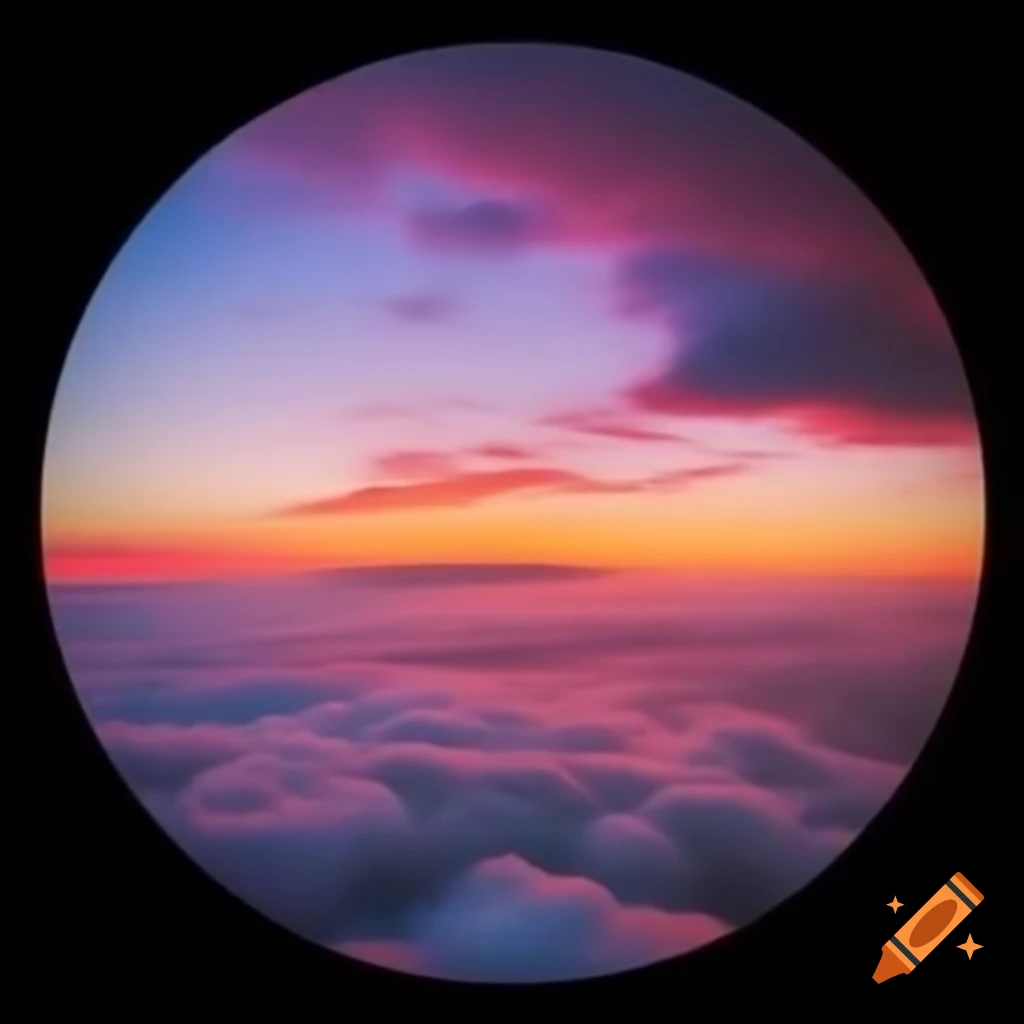 Bird's eye view of sunset with shimmery pinks, purples, and light blue hues