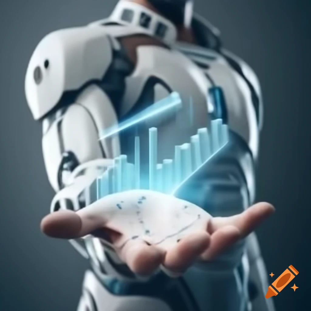 AI hand holding climbing chart