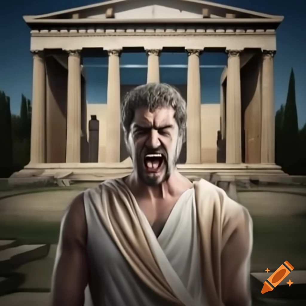 Angry Greek man confronting Athenian duke