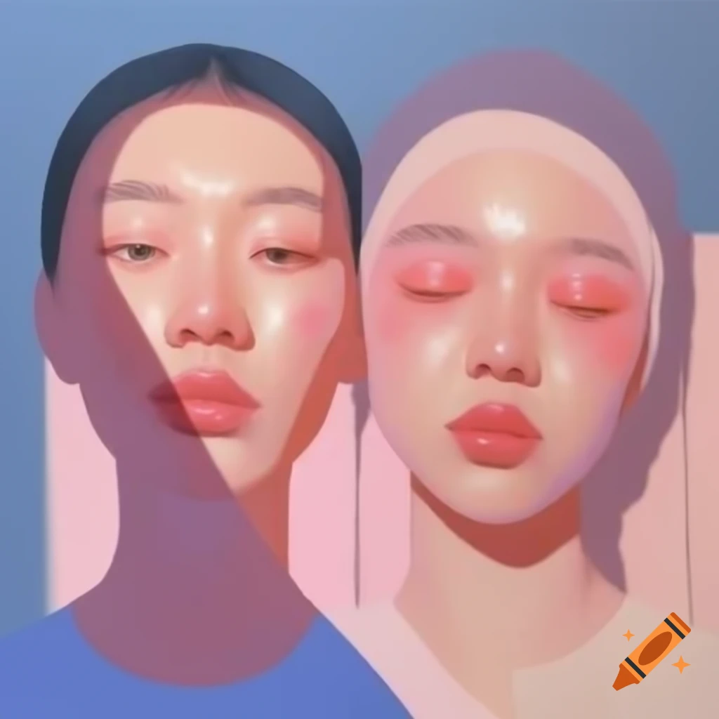 Minimalist dreamy paintings with pastel colors and soft shadows