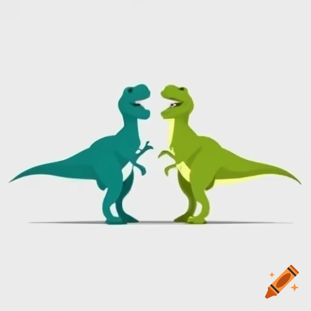 Two T-Rex dinosaurs facing each other
