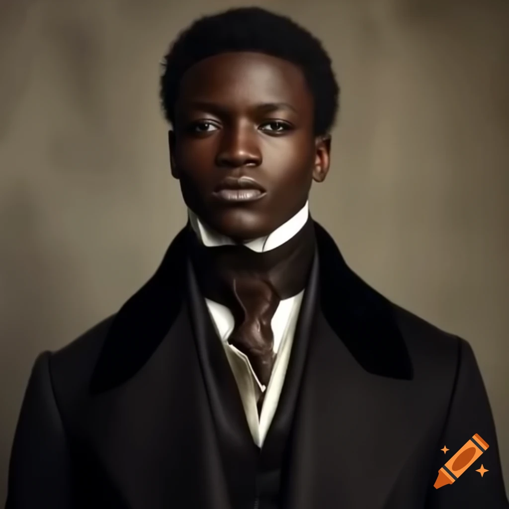 Handsome black man in 19th-century fashion during photoshoot