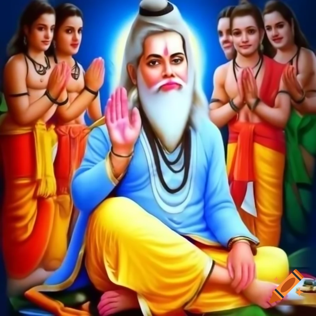 Devotee worshipping lord vishwakarma showcasing traditional attire on