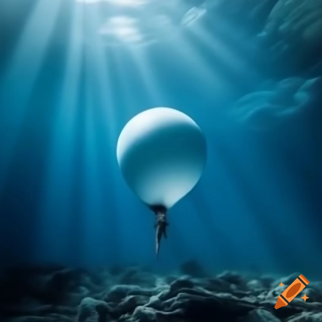 Underwater balloon floating in clear blue water