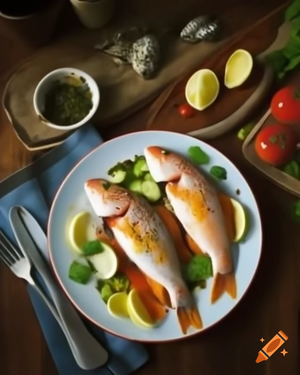 Deliciously cooked fish on a plate