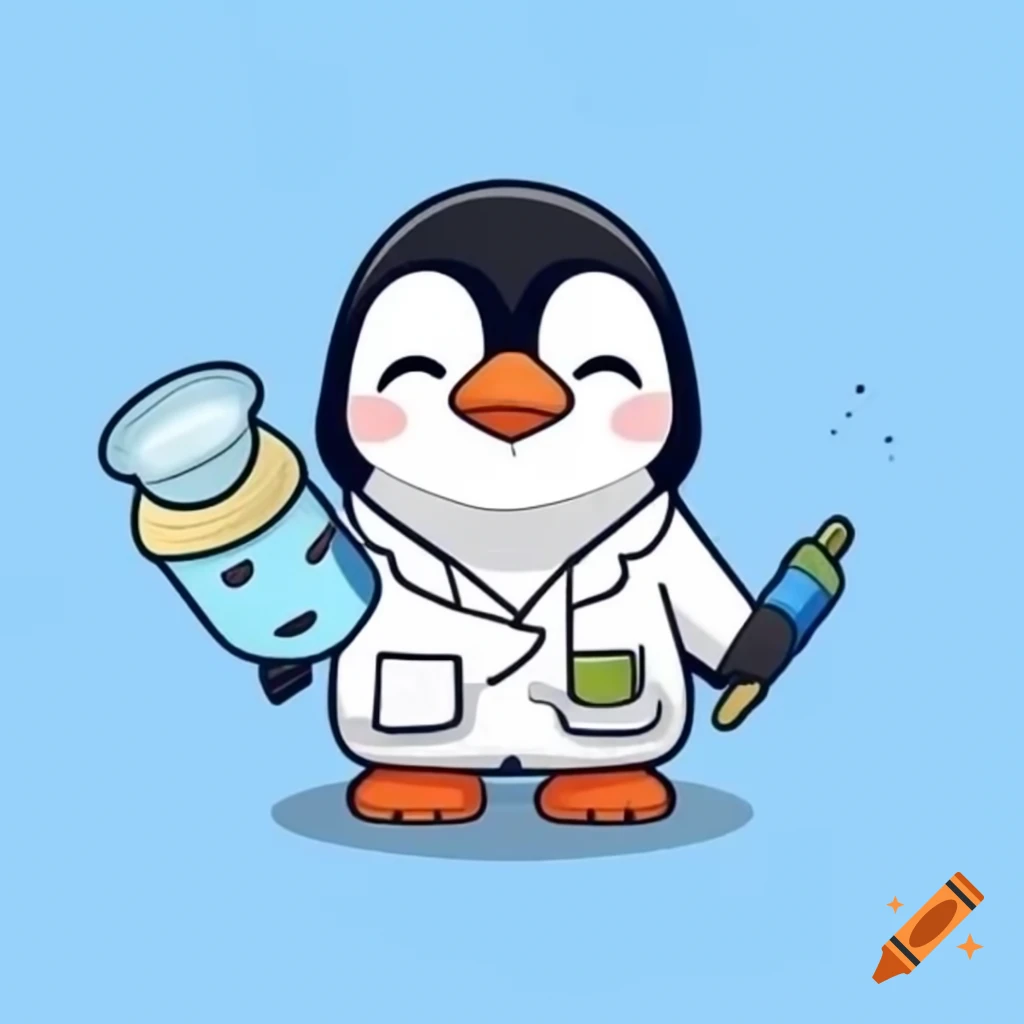 Penguin dressed as a scientist