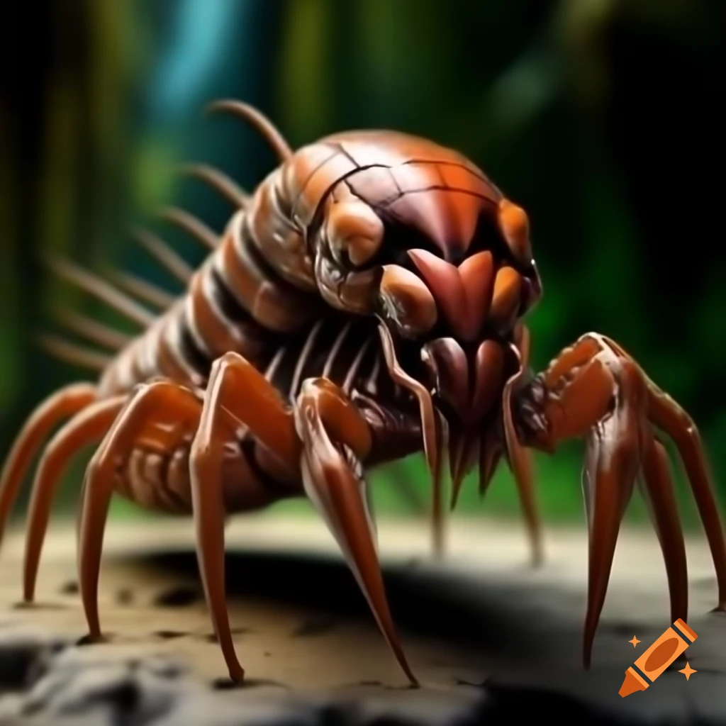 Photorealistic centipede designed as a xenomorph creature
