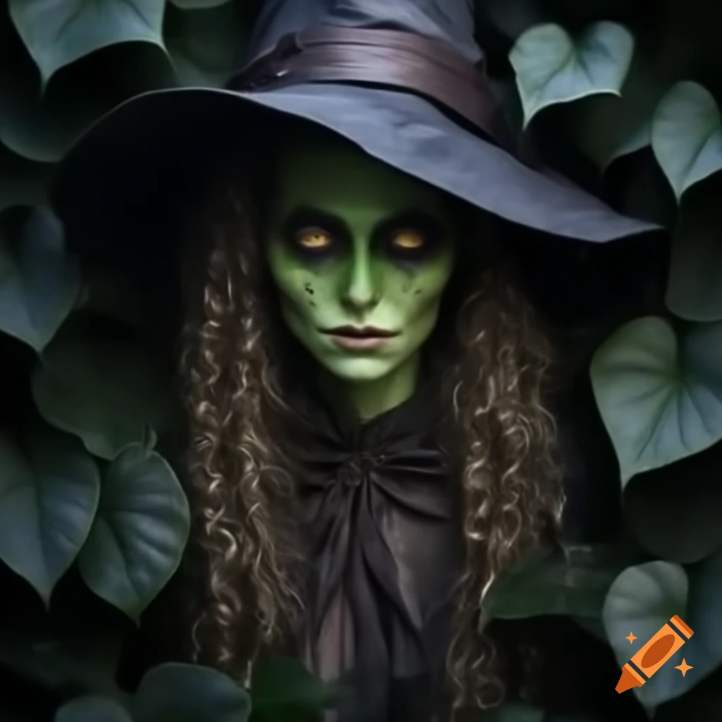 Realistic witch exploring mysterious surroundings