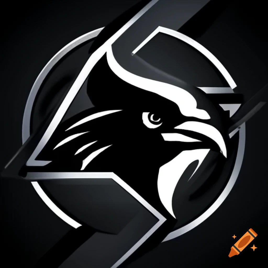 Logo design featuring a black crow in white and gray for a gaming team