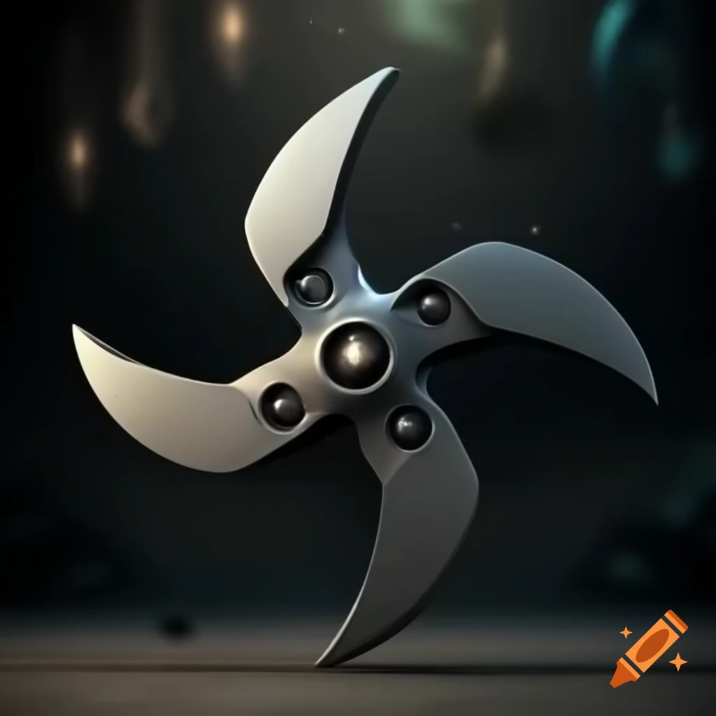 Matte black shuriken as a magical item in photorealistic style