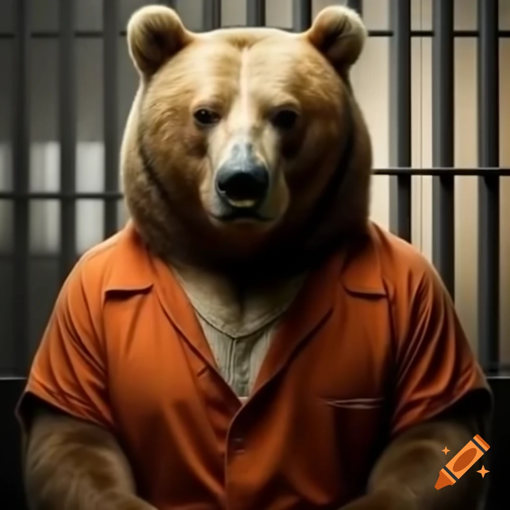 Bear inside a jail cell