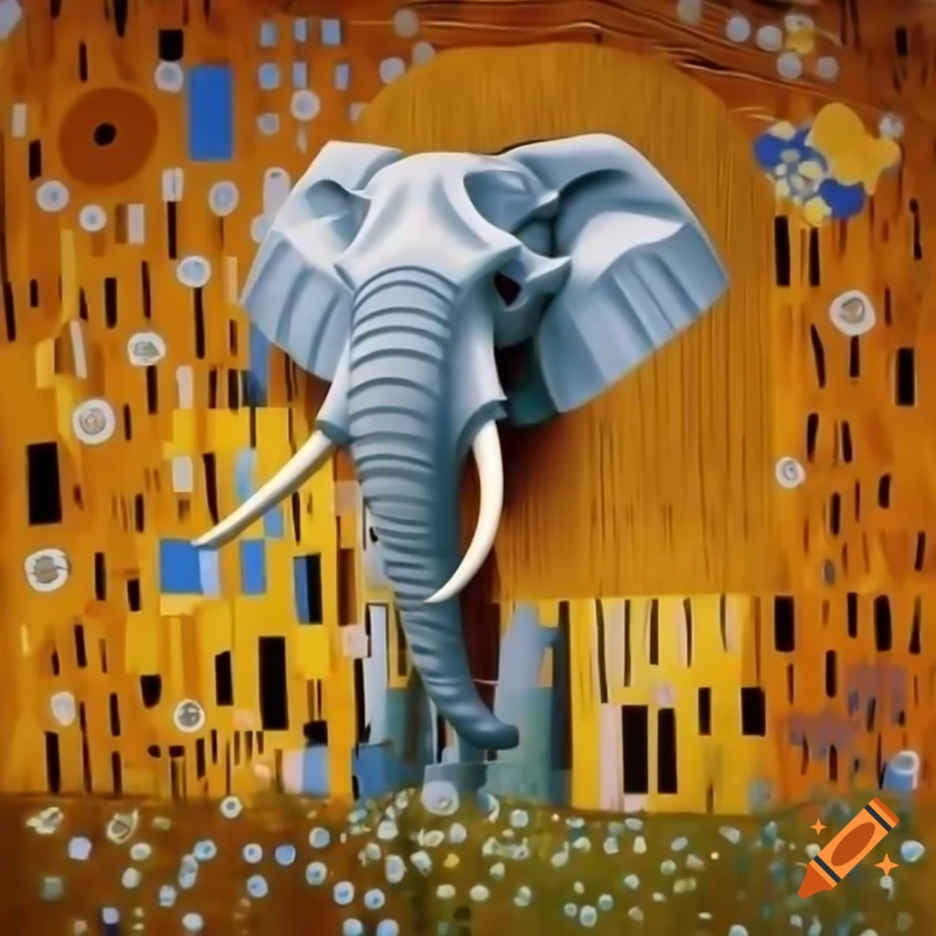 Gustav Klimt painting an elephant