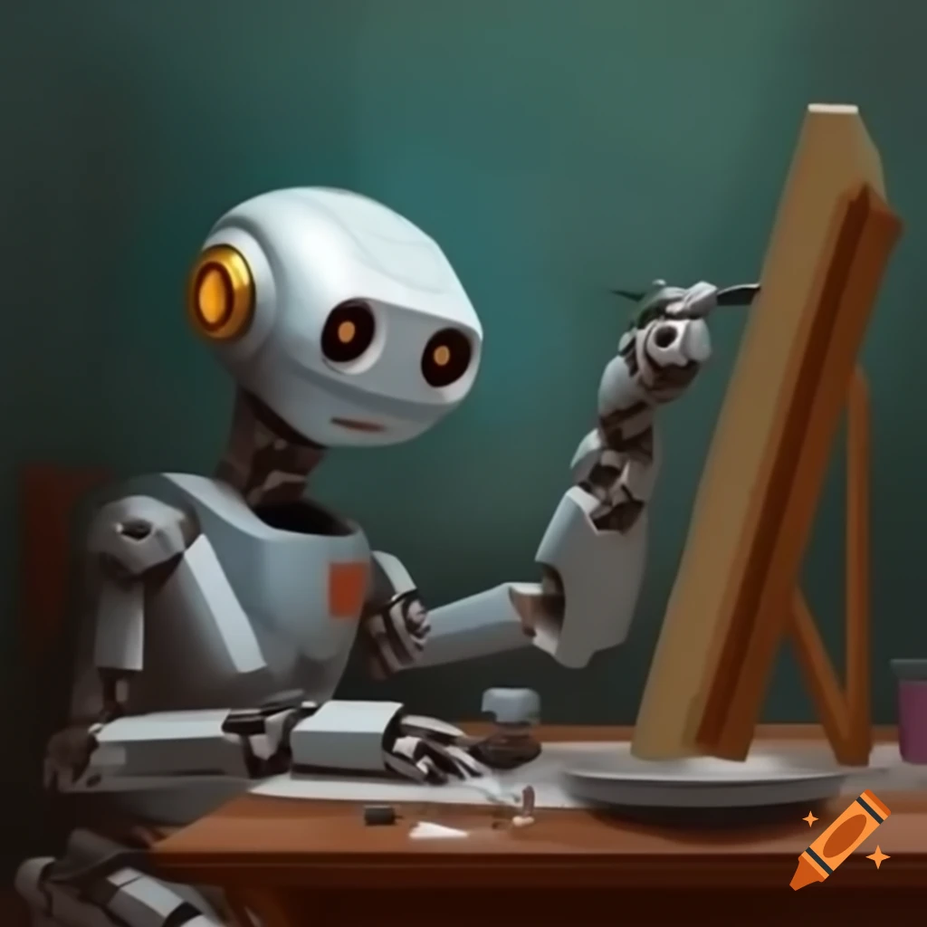 Robot painting a large canvas