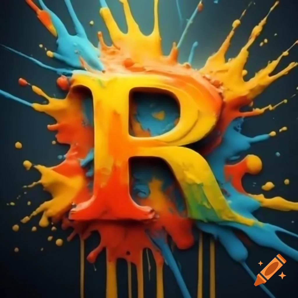 The letter A designed in bright, splashy paint