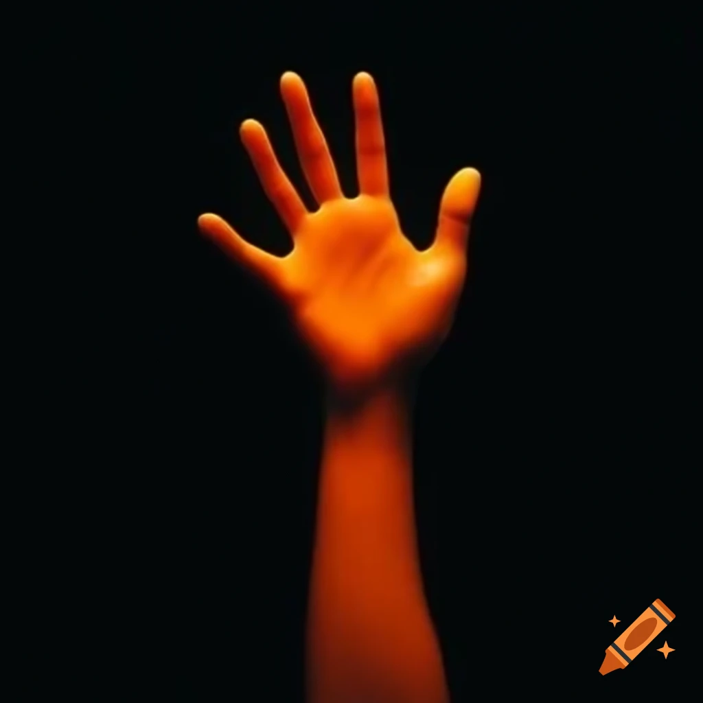 Orange shadowy hand silhouette against black background for iPhone wallpaper