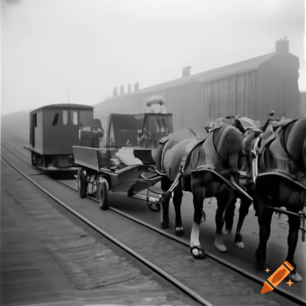 Historical transport modes including horse-drawn carriages and small boats
