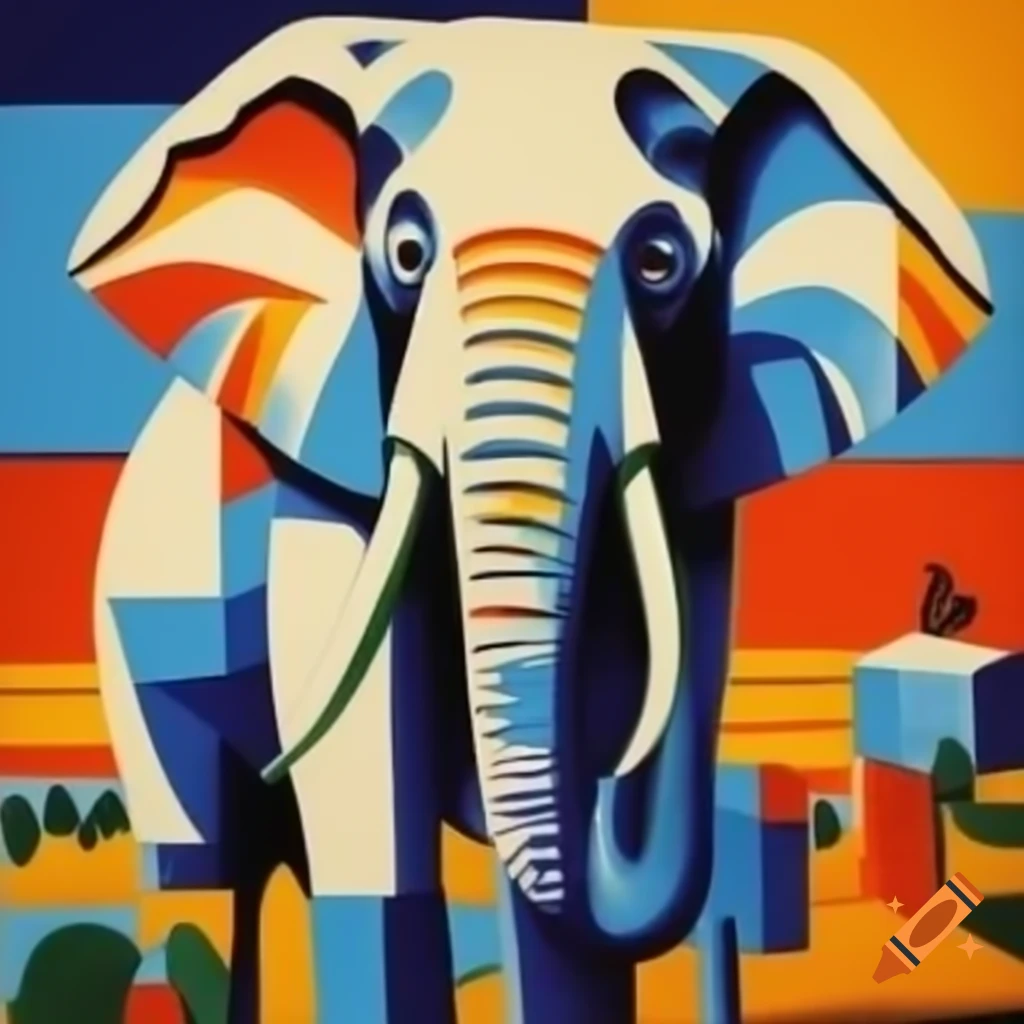 Pablo Picasso painting an elephant