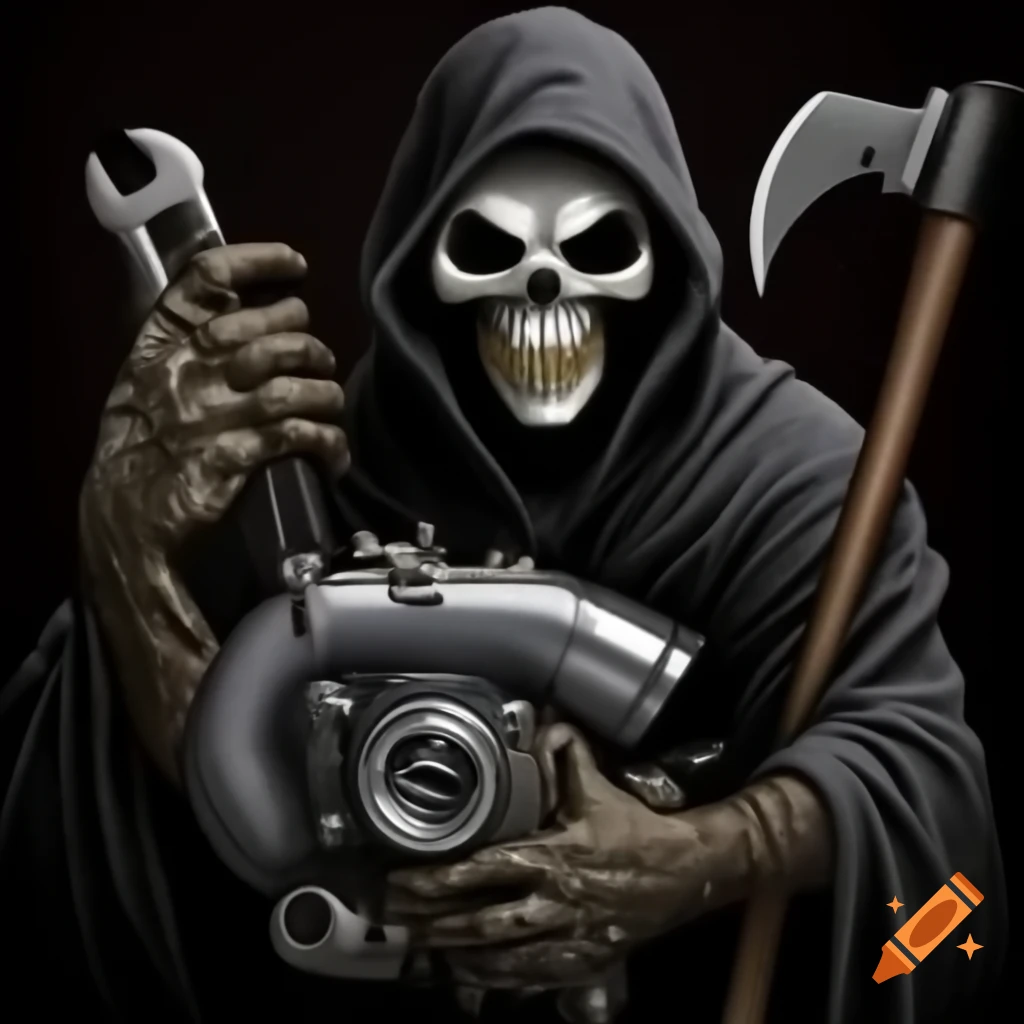Grim reaper with turbo engine and spanner