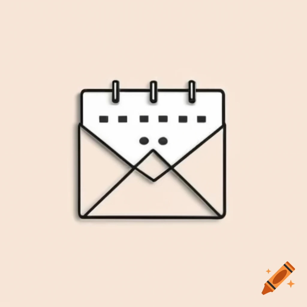 Geometric minimalist email and calendar symbols